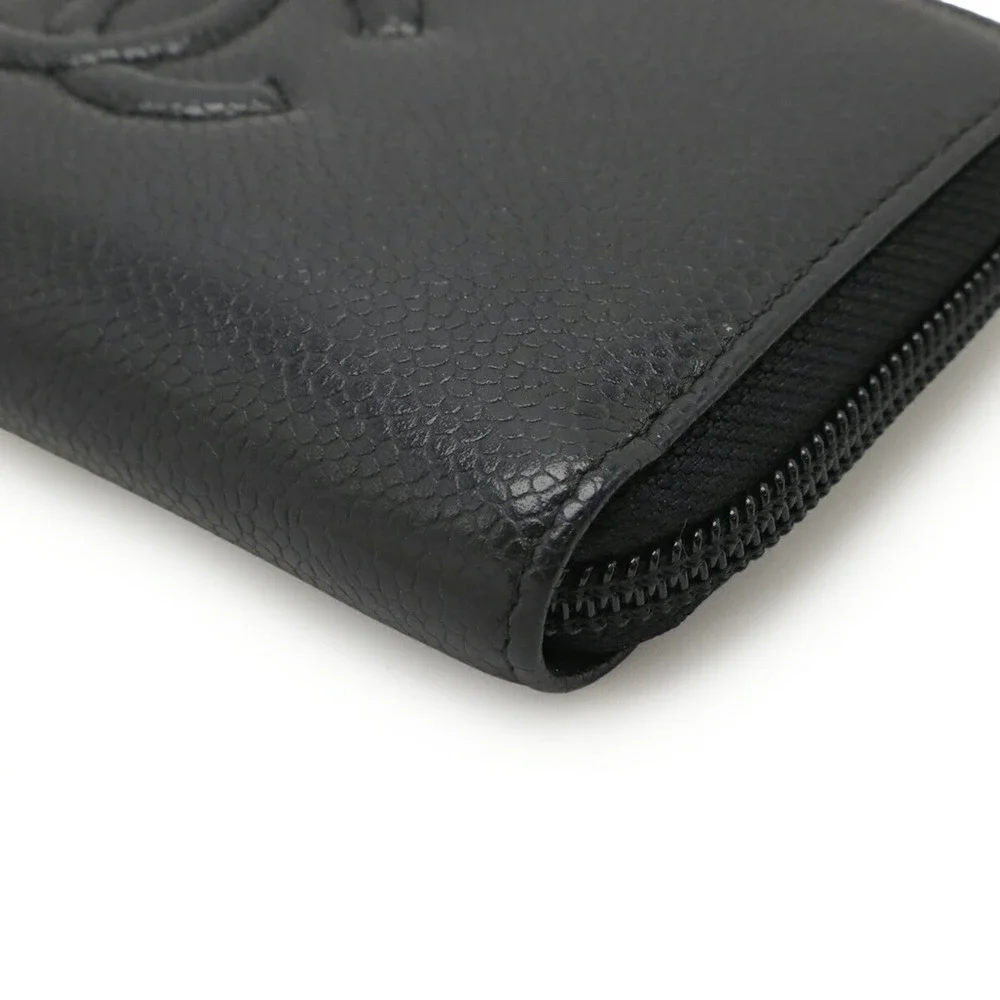 CHANEL Black Caviar Leather Logo Wallet